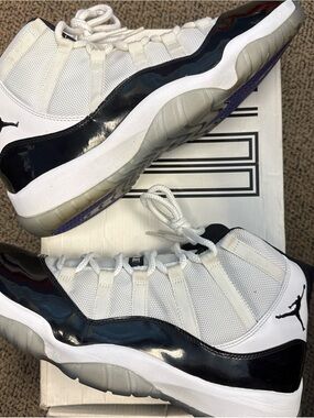 Jordan 11 Retro Concord - Black Patent Leather Basketball Sneakers